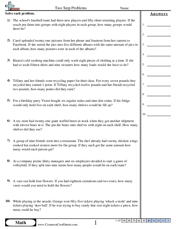 3.oa.8 Worksheets - Add then Divide worksheet